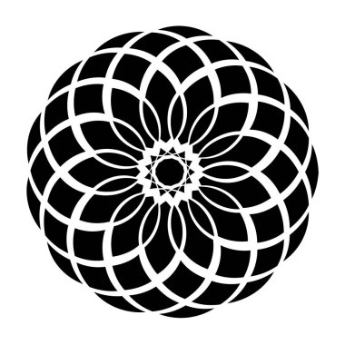 Soyut çember motifi. Mandala şekli, ikon. Yuvarlak süs, süs, dekorasyon sembolü, element