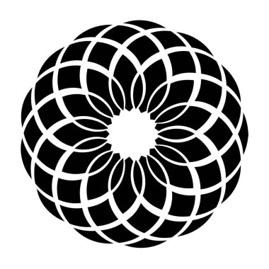 Soyut çember motifi. Mandala şekli, ikon. Yuvarlak süs, süs, dekorasyon sembolü, element