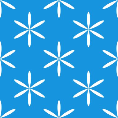 Basit mavi çiçekler, pürüzsüz yapraklar, tekrarlanabilir desenler, arka plan. Doğa, ekoloji, botanik ve bahçecilik konsepti. Çiçek siluetleri, semboller ve motifler tekrarlanan doku. Stock vektör illüstrasyonu, klip- art grafikleri