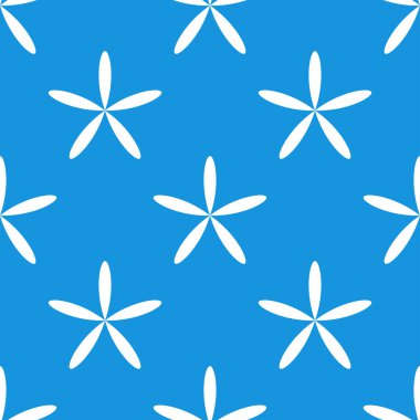 Basit mavi çiçekler, pürüzsüz yapraklar, tekrarlanabilir desenler, arka plan. Doğa, ekoloji, botanik ve bahçecilik konsepti. Çiçek siluetleri, semboller ve motifler tekrarlanan doku. Stock vektör illüstrasyonu, klip- art grafikleri