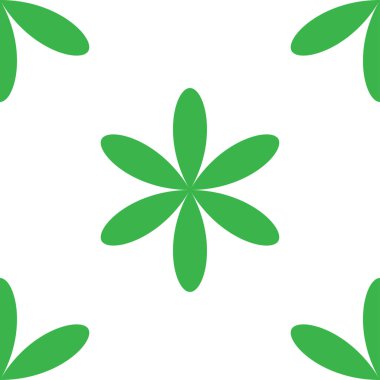 Basit yeşil çiçekler, pürüzsüz yapraklar, tekrarlanabilir desenler, arka plan. Doğa, ekoloji, botanik ve bahçecilik konsepti. Çiçek siluetleri, semboller ve motifler tekrarlanan doku. Stock vektör illüstrasyonu, klip- art grafikleri