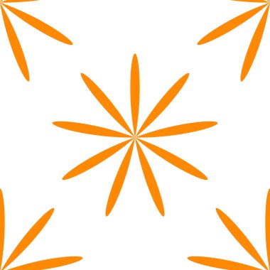 Basit turuncu çiçekler, pürüzsüz yapraklar, tekrarlanabilir desenler, arka plan. Doğa, ekoloji, botanik ve bahçecilik konsepti. Çiçek siluetleri, semboller ve motifler tekrarlanan doku. Stock vektör illüstrasyonu, klip- art grafikleri