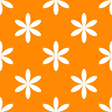 Sade turuncu, sarı çiçekler, pürüzsüz yapraklar, tekrarlanabilir desenler, arka plan. Doğa, ekoloji, botanik ve bahçecilik konsepti. Çiçek siluetleri, semboller ve motifler tekrarlanan doku. Stock vektör illüstrasyonu, klip- art grafikleri