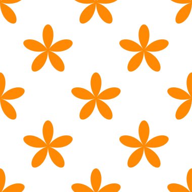 Sade turuncu, sarı çiçekler, pürüzsüz yapraklar, tekrarlanabilir desenler, arka plan. Doğa, ekoloji, botanik ve bahçecilik konsepti. Çiçek siluetleri, semboller ve motifler tekrarlanan doku. Stock vektör illüstrasyonu, klip- art grafikleri