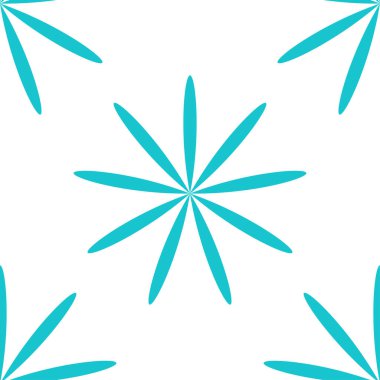 Basit mavi çiçekler, pürüzsüz yapraklar, tekrarlanabilir desenler, arka plan. Doğa, ekoloji, botanik ve bahçecilik konsepti. Çiçek siluetleri, semboller ve motifler tekrarlanan doku. Stock vektör illüstrasyonu, klip- art grafikleri