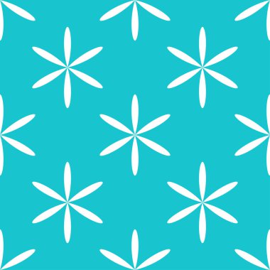 Basit mavi çiçekler, pürüzsüz yapraklar, tekrarlanabilir desenler, arka plan. Doğa, ekoloji, botanik ve bahçecilik konsepti. Çiçek siluetleri, semboller ve motifler tekrarlanan doku. Stock vektör illüstrasyonu, klip- art grafikleri