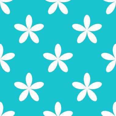 Basit mavi çiçekler, pürüzsüz yapraklar, tekrarlanabilir desenler, arka plan. Doğa, ekoloji, botanik ve bahçecilik konsepti. Çiçek siluetleri, semboller ve motifler tekrarlanan doku. Stock vektör illüstrasyonu, klip- art grafikleri