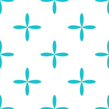 Basit mavi çiçekler, pürüzsüz yapraklar, tekrarlanabilir desenler, arka plan. Doğa, ekoloji, botanik ve bahçecilik konsepti. Çiçek siluetleri, semboller ve motifler tekrarlanan doku. Stock vektör illüstrasyonu, klip- art grafikleri