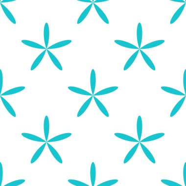 Basit mavi çiçekler, pürüzsüz yapraklar, tekrarlanabilir desenler, arka plan. Doğa, ekoloji, botanik ve bahçecilik konsepti. Çiçek siluetleri, semboller ve motifler tekrarlanan doku. Stock vektör illüstrasyonu, klip- art grafikleri