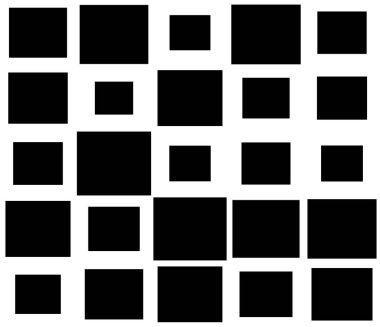 Rastgele kareler, dikdörtgenler siyah ve beyaz, tek renkli geometrik arkaplan, desen ve doku