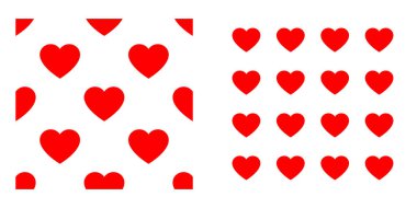 Kusursuz, tekrarlanabilir kalp şekli, ikon deseni, doku. Kalp ambalajı, ambalaj kağıdı. Stock vektör illüstrasyonu, klip- art grafikleri