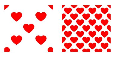 Kusursuz, tekrarlanabilir kalp şekli, ikon deseni, doku. Kalp ambalajı, ambalaj kağıdı. Stock vektör illüstrasyonu, klip- art grafikleri