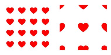 Kusursuz, tekrarlanabilir kalp şekli, ikon deseni, doku. Kalp ambalajı, ambalaj kağıdı. Stock vektör illüstrasyonu, klip- art grafikleri