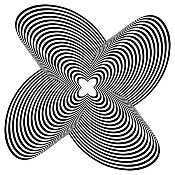Арт Оптический Визуальный Векторный Элемент Чёрно Белая Абстрактная Геометрическая Скрученная — стоковый вектор