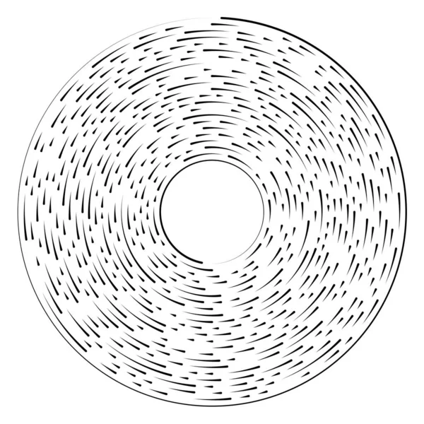 Linhas Radiais Circulares Aleatórias Elemento Vetorial Círculo Geométrico Abstrato Efeito — Vetor de Stock