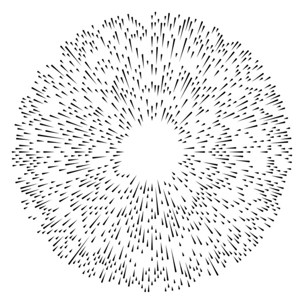 Willekeurige Radiale Ronde Lijnen Abstracte Geometrische Cirkel Vector Element Uitbarsting — Stockvector