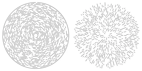 Lignes Circulaires Radiales Aléatoires Élément Vectoriel Abstrait Cercle Géométrique Effet — Image vectorielle