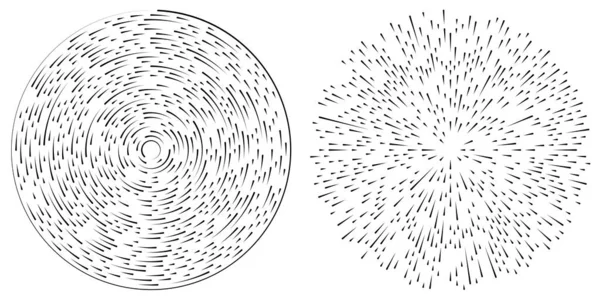 Linhas Radiais Circulares Aleatórias Elemento Vetorial Círculo Geométrico Abstrato Explosão — Vetor de Stock