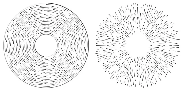 放射状の円形の線 抽象幾何学的円ベクトル要素 バースト スパイラル 渦の効果 ストック ベクトル イラスト クリップ アート — ストックベクタ