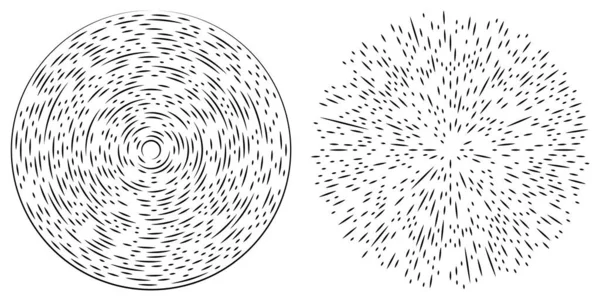 Líneas Radiales Circulares Aleatorias Elemento Vector Círculo Geométrico Abstracto Explosión — Vector de stock