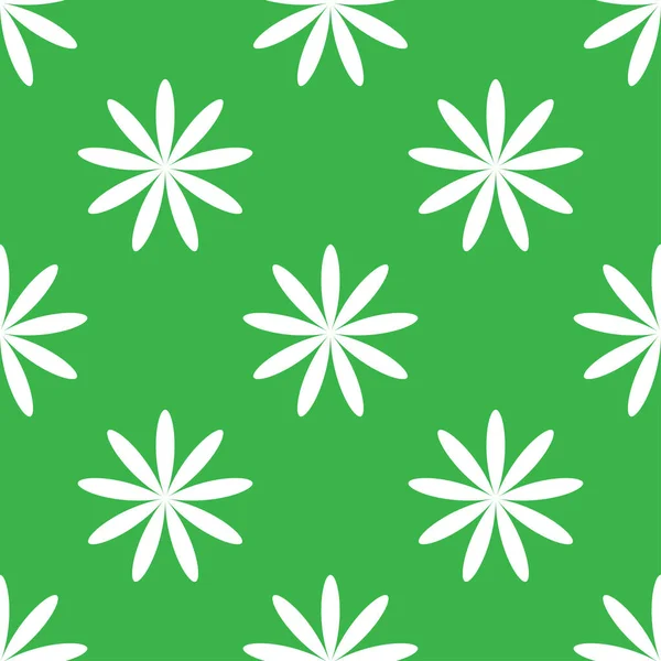 Прості Зелені Квіти Пелюстки Безшовний Повторюваний Візерунок Фон Природа Екологія — стоковий вектор