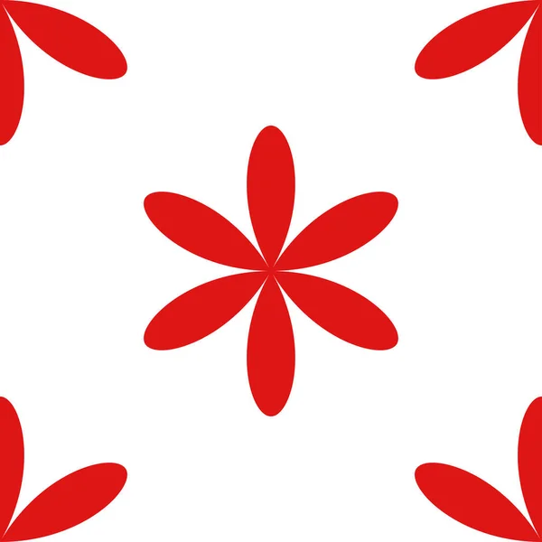单纯的红色花朵 花瓣无缝 可重复的图案 植物学和园艺概念背景 花的轮廓 符号和图案重复质感 库存矢量图解 剪贴画 — 图库矢量图片