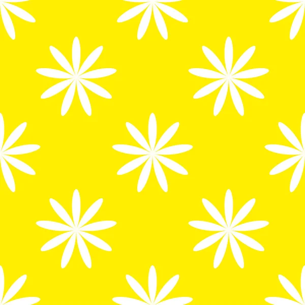 Eenvoudige Gele Bloemen Bloemblaadjes Naadloos Herhaalbaar Patroon Achtergrond Natuur Ecologie — Stockvector