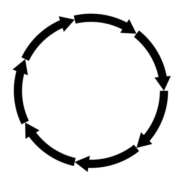 Okrągłe Okrągłe Strzałki Jako Powtórzenie Recykling Ikona Cyklu Symbol — Wektor stockowy