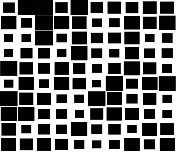 Zufällige Quadrate Rechtecke Schwarz Und Weiß Monochromer Geometrischer Hintergrund Patttern — Stockvektor