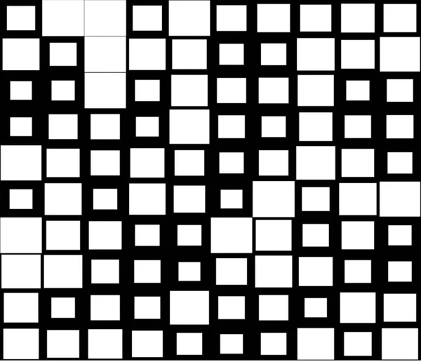 Zufällige Quadrate Rechtecke Schwarz Und Weiß Monochromer Geometrischer Hintergrund Patttern — Stockvektor