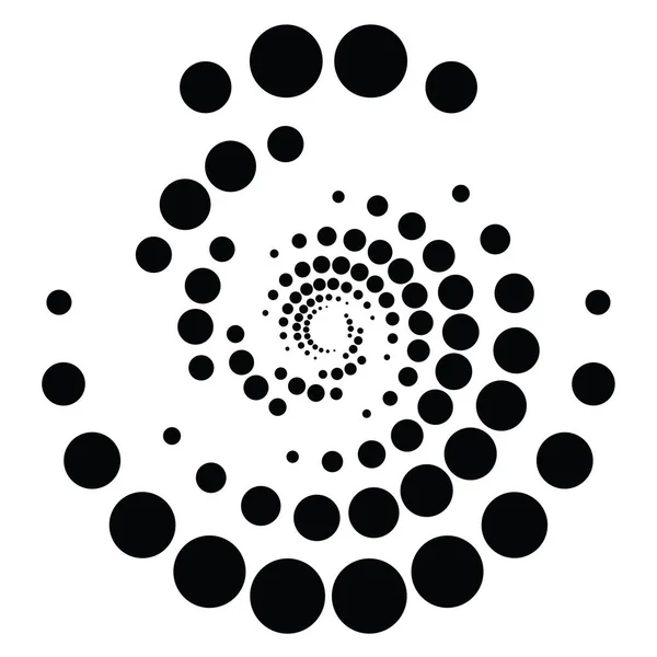 Puntos Puntos Círculos Concéntricos Icono Radial Elemento Diseño Espiral Giratorio — Archivo Imágenes Vectoriales