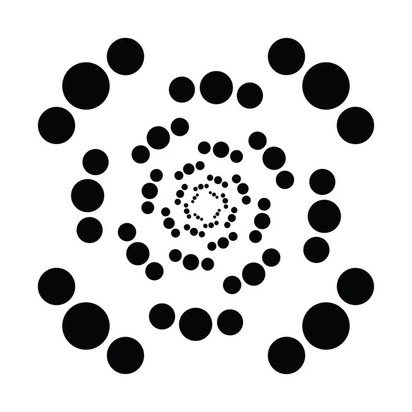 Dotted Dots Circles Concentric Radial Icon Spiral Swirl Twirl Twist — Stock Vector