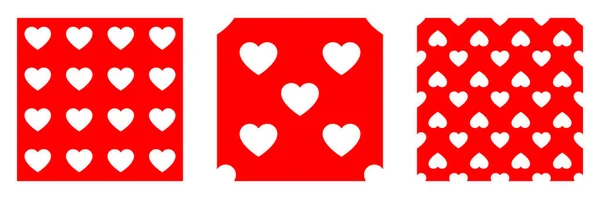 Nahtlose Wiederholbare Herzform Symbolmuster Textur Herzverpackung Geschenkpapier Hintergrund Set Bestandsvektorillustration — Stockvektor
