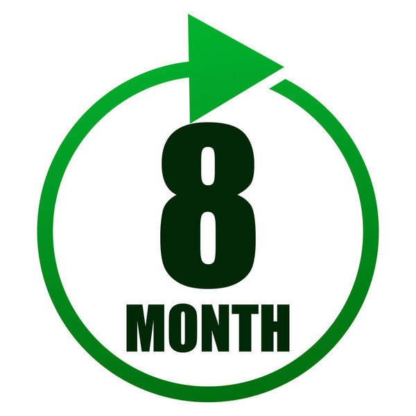 8 месяцев Значок времени поворота с круговой стрелкой