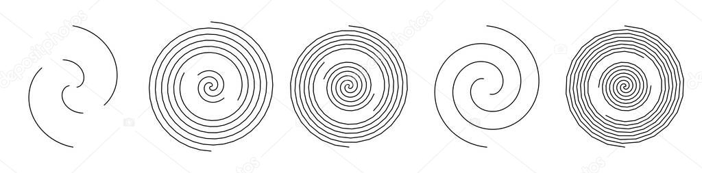Spirally shape. Swirl, twirl, whirl and twirl vector design element. Billowy, curved lines. Stock vector illustration, clip-art graphics