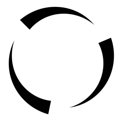 Eş merkezli, radyal çizgiler, daireler simgesi. Bölünmüş daire şekli. Spiral, girdap, kıvrım ve büküm tasarım elementi