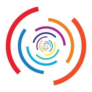 Eş merkezli, radyal çizgiler, daireler simgesi. Bölünmüş daire şekli. Spiral, girdap, kıvrım ve büküm tasarım elementi