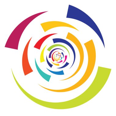 Eş merkezli, radyal çizgiler, daireler simgesi. Bölünmüş daire şekli. Spiral, girdap, kıvrım ve büküm tasarım elementi