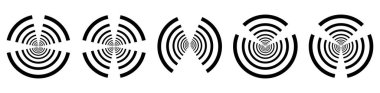 Eş merkezli, radyal çizgiler, daireler simgesi. Bölünmüş daire şekli. Spiral, girdap, büküm ve büküm tasarım ögesi - stok vektör illüstrasyonu, klip-sanat grafikleri