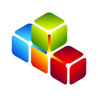 İnşaat, inşa, inşa, inşa, teknoloji, mimari ve geliştirme ikonu, sembol, logo olarak 3D izometrik küp (ler). Stock vektör illüstrasyonu, klip- art grafikleri