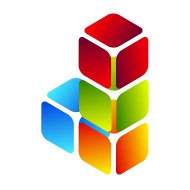 İnşaat, inşa, inşa, inşa, teknoloji, mimari ve geliştirme ikonu, sembol, logo olarak 3D izometrik küp (ler). Stock vektör illüstrasyonu, klip- art grafikleri