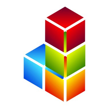 İnşaat, inşa, inşa, inşa, teknoloji, mimari ve geliştirme ikonu, sembol, logo olarak 3D izometrik küp (ler). Stock vektör illüstrasyonu, klip- art grafikleri
