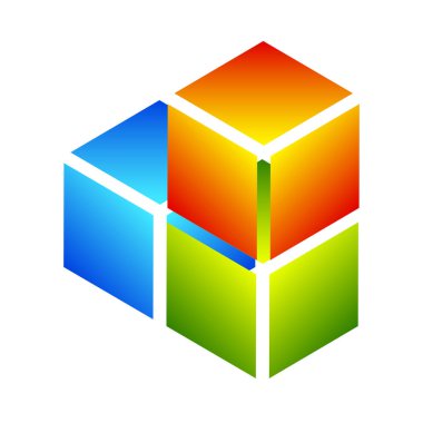 İnşaat, inşa, inşa, inşa, teknoloji, mimari ve geliştirme ikonu, sembol, logo olarak 3D izometrik küp (ler). Stock vektör illüstrasyonu, klip- art grafikleri