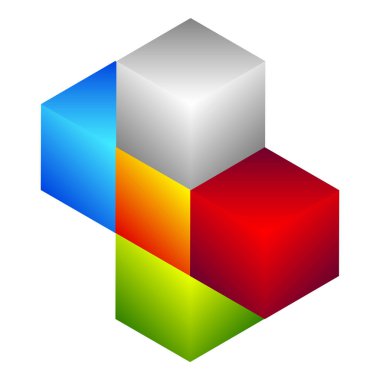 İnşaat, inşa, inşa, inşa, teknoloji, mimari ve geliştirme ikonu, sembol, logo olarak 3D izometrik küp (ler). Stock vektör illüstrasyonu, klip- art grafikleri