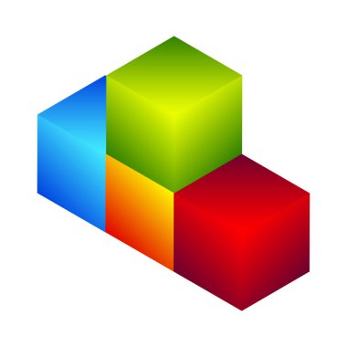 İnşaat, inşa, inşa, inşa, teknoloji, mimari ve geliştirme ikonu, sembol, logo olarak 3D izometrik küp (ler). Stock vektör illüstrasyonu, klip- art grafikleri