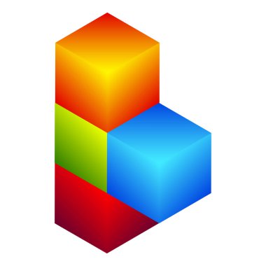 İnşaat, inşa, inşa, inşa, teknoloji, mimari ve geliştirme ikonu, sembol, logo olarak 3D izometrik küp (ler). Stock vektör illüstrasyonu, klip- art grafikleri