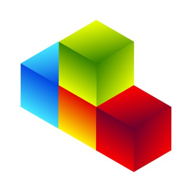 İnşaat, inşa, inşa, inşa, teknoloji, mimari ve geliştirme ikonu, sembol, logo olarak 3D izometrik küp (ler). Stock vektör illüstrasyonu, klip- art grafikleri
