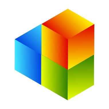İnşaat, inşa, inşa, inşa, teknoloji, mimari ve geliştirme ikonu, sembol, logo olarak 3D izometrik küp (ler). Stock vektör illüstrasyonu, klip- art grafikleri