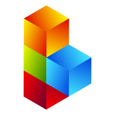 İnşaat, inşa, inşa, inşa, teknoloji, mimari ve geliştirme ikonu, sembol, logo olarak 3D izometrik küp (ler). Stock vektör illüstrasyonu, klip- art grafikleri