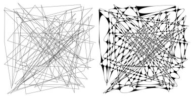 Eşleşen kenarlı, geometrik, açısal ve yuvarlak, kıvrımlı, kıvrımlı çizgiler nesne. Stock vektör illüstrasyonu, klip- art grafikleri